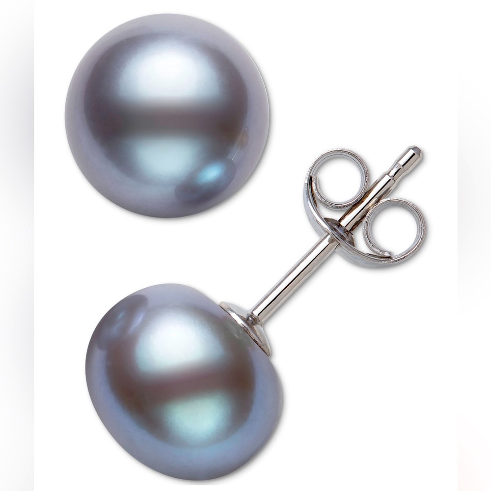 Grey cultured freshwater pearl stud earrings